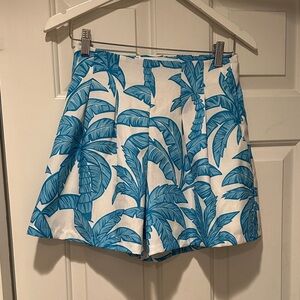 Tropical Blue Leaf Print small Flying Tomato Women's Shorts.  Like new